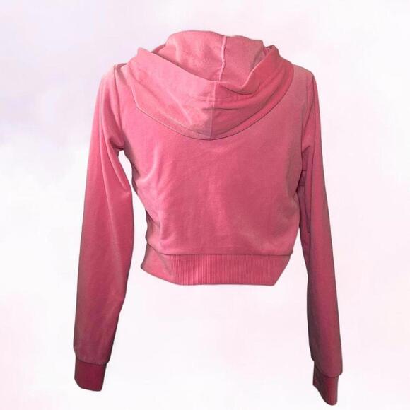 Pink Velour Zip-Up Hoodie By Bebe - Picture 5 of 5